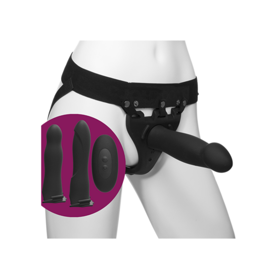 Siliconen Harnas - Vibrator - 3 opzetstukken